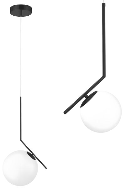 Toolight Rea, Stropní lampa visící skleněná koule z bílého zlata G107-1W BLACK WHITE, OSW-09732