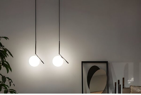 Toolight Rea, Stropní lampa visící skleněná koule z bílého zlata G107-1W BLACK WHITE, OSW-09732
