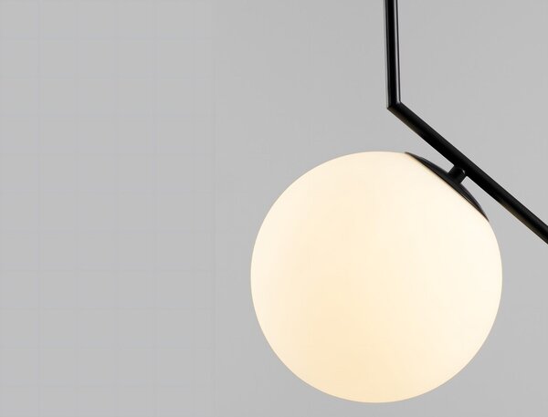 Toolight Rea, Stropní lampa visící skleněná koule z bílého zlata G107-1W BLACK WHITE, OSW-09732