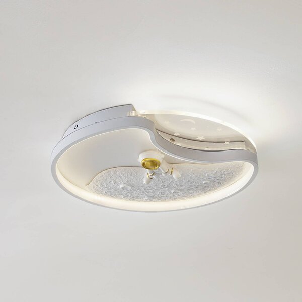 Lindby LED stropní svítidlo Kosmo, 40 cm, bílá, kov, měsíc, Bílá / opál, Obývací pokoj / jídelna, Plast, Young lifestyle
