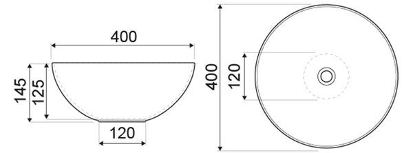 Novoterm Keramické umyvadlo na desku NV-KR-301 BW (ø 40 cm)