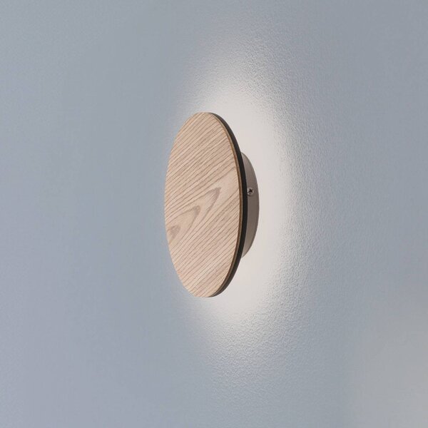 Argon Orios LED nástěnné svítidlo, dřevo, Ø 20 cm, nepřímý rozvod, Světlé dřevo, Obývací pokoj / jídelna, Dřevo, Moderní