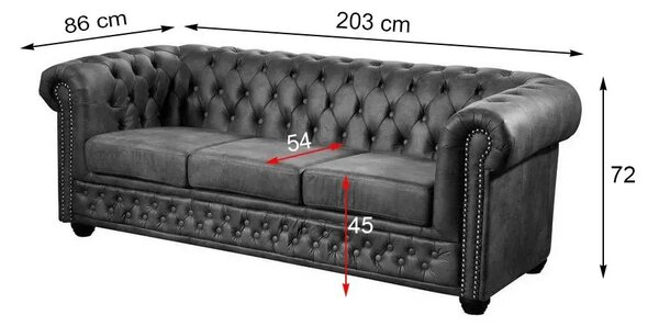 Chesterfield Oxford: Pohovka 3M Silver