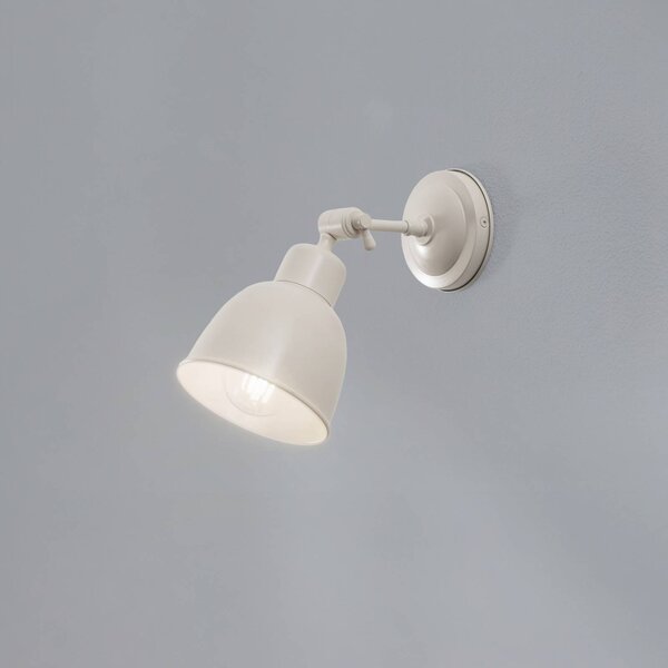 Argon Nástěnné světlo Emoti, béžové, 1 žárovka, ocel, Ø 10 cm, stmívatelný, Krémová / jantar, Obývací pokoj / jídelna, kov, Industriální design