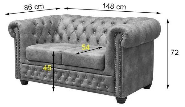 Chesterfield Oxford: Pohovka 2M Dark Brown