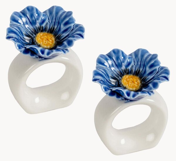 Sada ručně malovaných porcelánových kroužků na ubrousky Poppy, 2 díly