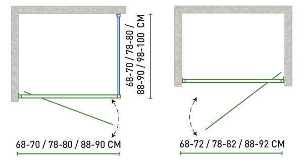 Novoterm Jednokřídlé otevíravé sprchové dveře NV-Solid DSPA CHR 70, chrom/transparent - bez vaničky