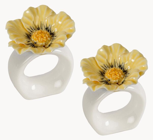 Sada ručně malovaných porcelánových kroužků na ubrousky Poppy, 2 díly
