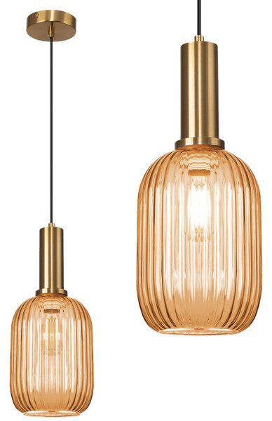 Toolight Skleněná závěsná stropní lampa oranžová APP458-1CP