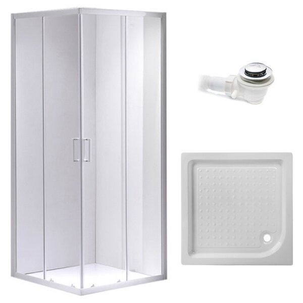 BPS-koupelny Čtvercový sprchový kout HYD-SK93D 70x70 chrom/transparent + vanička HYD-SSV-SXL05A bílá