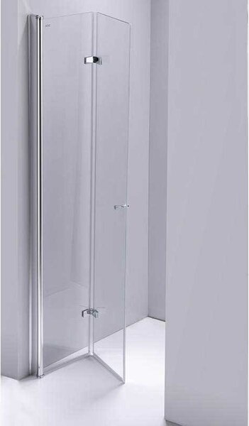 BPS-koupelny Zalamovací otočné sprchové dveře HYD-JSD01B 90 chrom/transparent pro instalaci do niky - bez vaničky