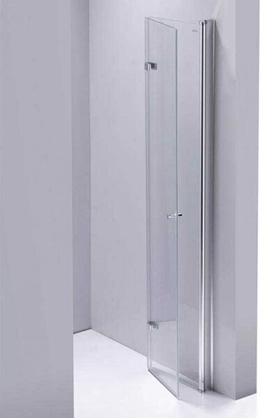 BPS-koupelny Zalamovací otočné sprchové dveře HYD-JSD01B 90 chrom/transparent pro instalaci do niky - bez vaničky