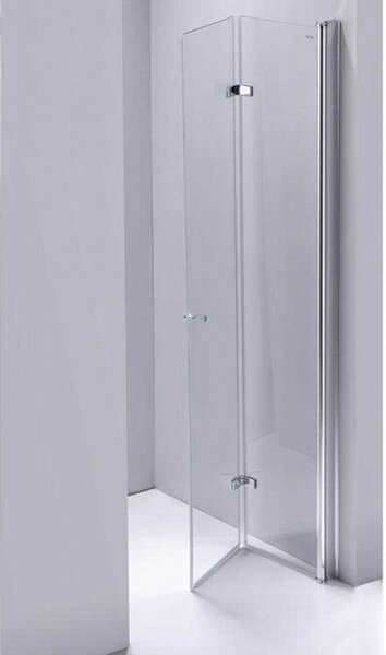 BPS-koupelny Zalamovací otočné sprchové dveře HYD-JSD01B 90 chrom/transparent pro instalaci do niky - bez vaničky