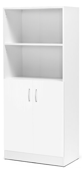 AJ Produkty Kancelářská skříň FLEXUS, 1725x760x415 mm, dveře + 2 otevřené police, bílá