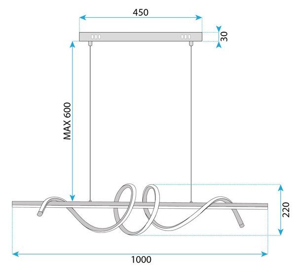Toolight Toolight, LED závěsné svítidlo 100cm, 70W, 4500lm, G065-CP, zlatá, OSW-08698
