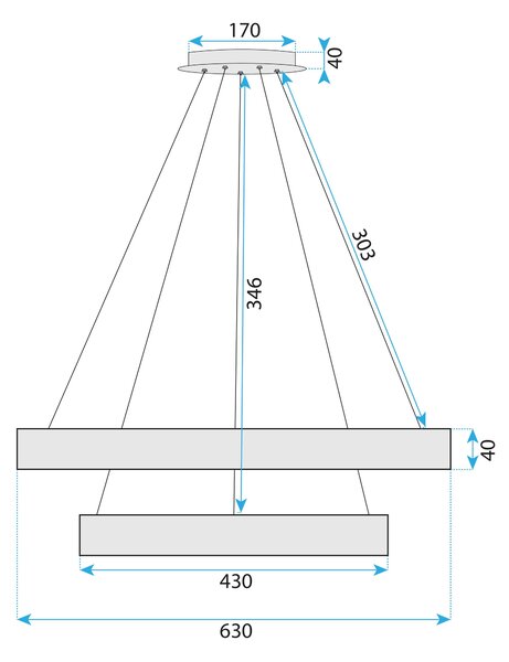 Toolight Toolight, LED závěsné osvětlení 63cm, 80W, G045-2CP, zlatá, OSW-06313