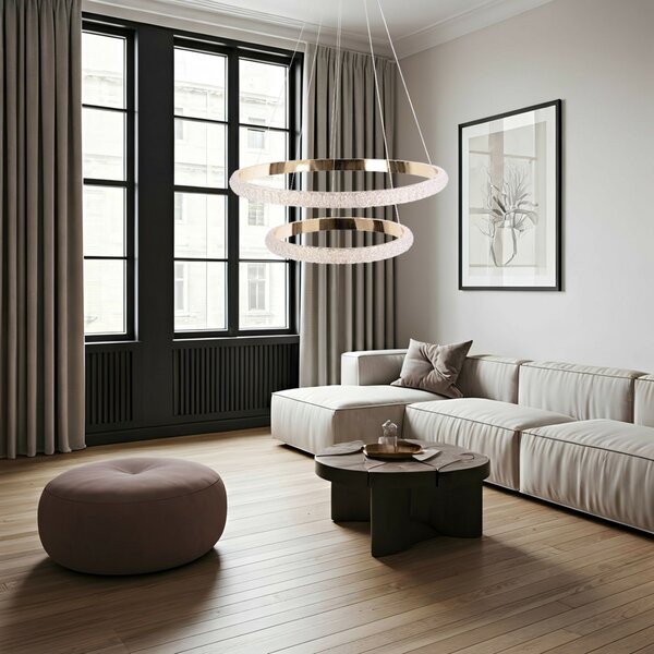 Toolight Toolight, LED závěsné osvětlení 63cm, 80W, G045-2CP, zlatá, OSW-06313