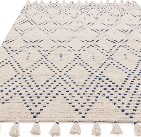 Tribeca Design Kusový koberec Livan Cream Blue Diamond Rozměry: 120x170 cm