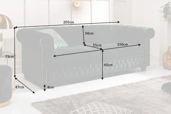 Chesterfield Oxford: Pohovka 3M light gray