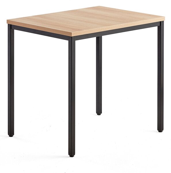AJ Produkty Přídavný stůl QBUS, 4 nohy, 800x600 mm, černý rám, dub