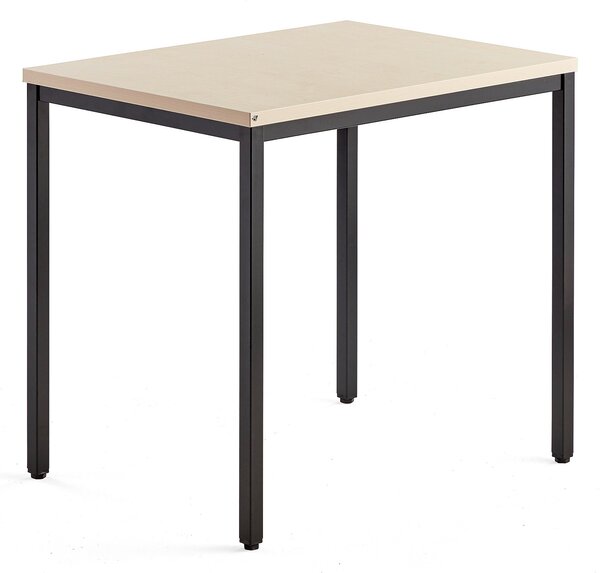 AJ Produkty Přídavný stůl QBUS, 4 nohy, 800x600 mm, černý rám, bříza