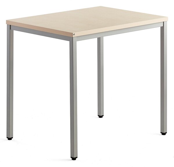 AJ Produkty Přídavný stůl QBUS, 4 nohy, 800x600 mm, stříbrný rám, bříza
