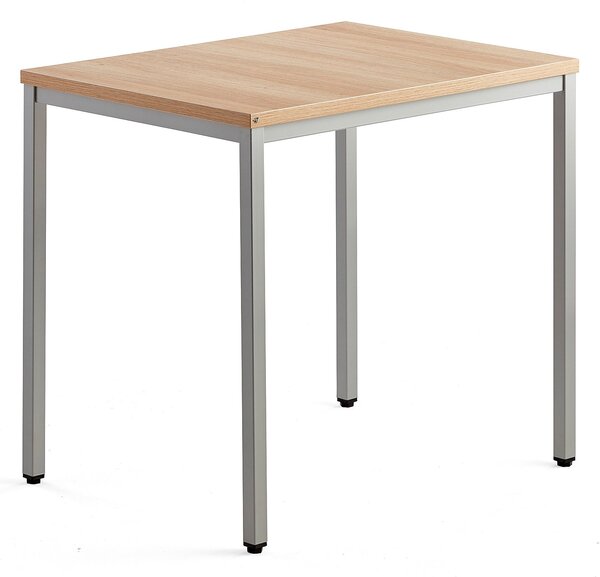 AJ Produkty Přídavný stůl QBUS, 4 nohy, 800x600 mm, stříbrný rám, dub