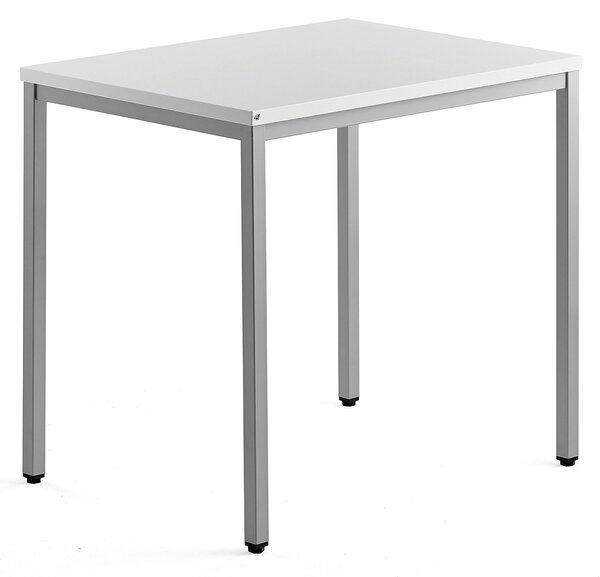 AJ Produkty Přídavný stůl QBUS, 4 nohy, 800x600 mm, stříbrný rám, bílá