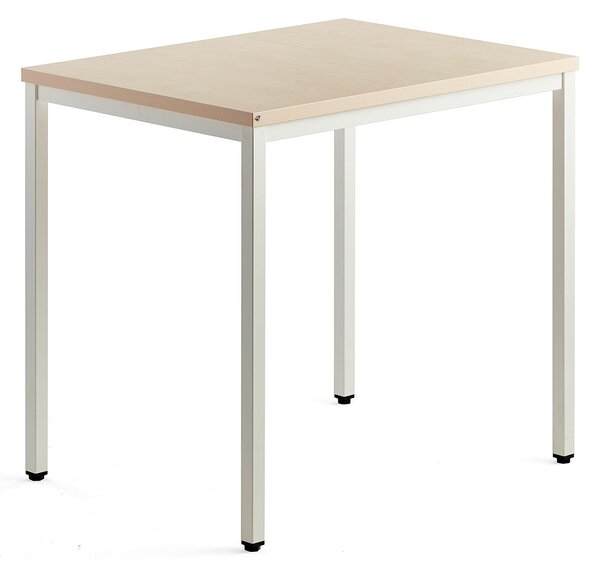 AJ Produkty Přídavný stůl QBUS, 4 nohy, 800x600 mm, bílý rám, bříza