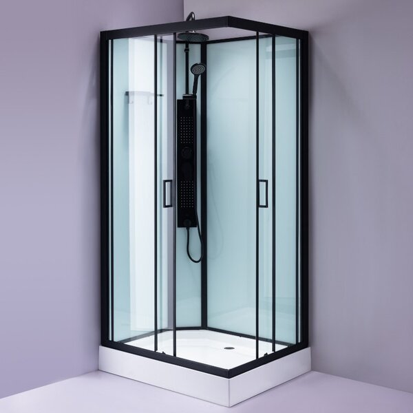 BPS-koupelny Hydromasážní box HYD-AL100 pravý, 100x80 cm, černá/transparent