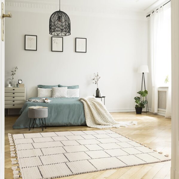 Tribeca Design Kusový koberec Livan Cream Black Tile Rozměry: 120x170 cm