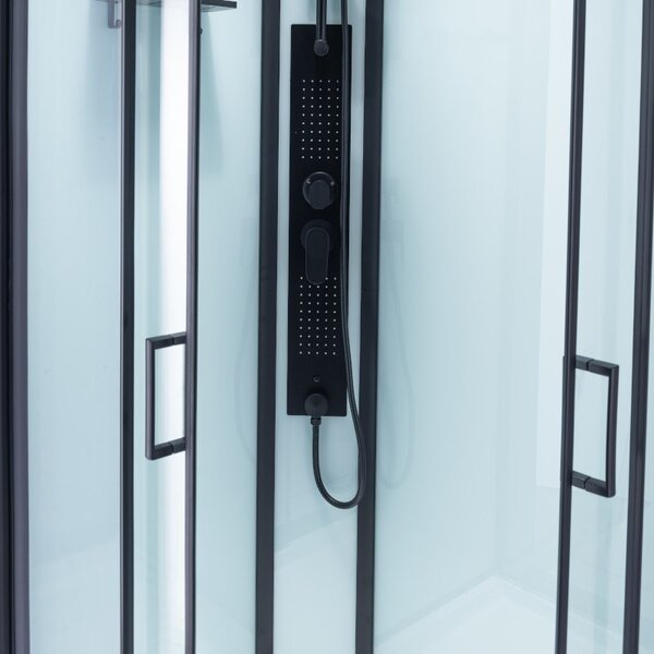 BPS-koupelny Hydromasážní box HYD-AL100 levý, 100x80 cm, černá/transparent
