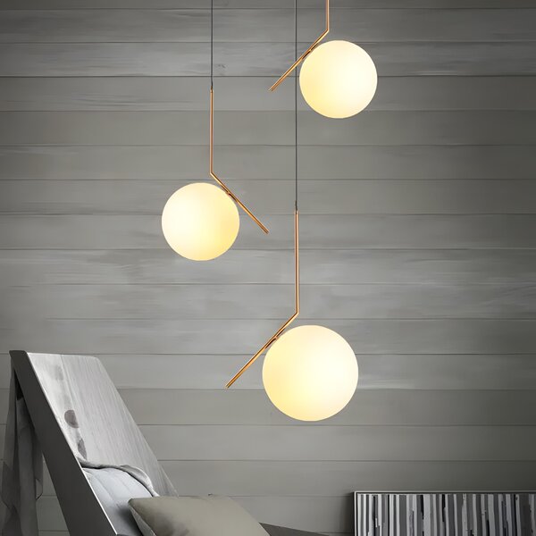 Toolight Toolight, stropní lampa skleněná koule z bílého zlata 1xE27, G106-1W, zlatá-bílá, OSW-09731