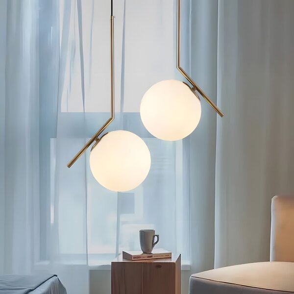 Toolight Toolight, stropní lampa skleněná koule z bílého zlata 1xE27, G106-1W, zlatá-bílá, OSW-09731