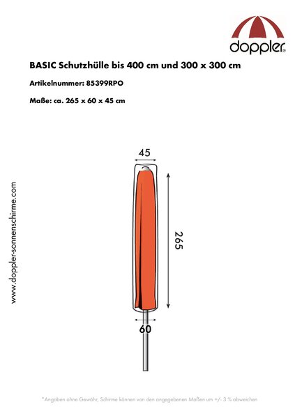 Derby Basic - ochranný obal pro středové slunečníky do 400 cm a 300 x 300 cm