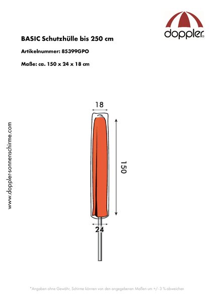 Derby Basic - ochranný obal pro středové slunečníky do 250 cm