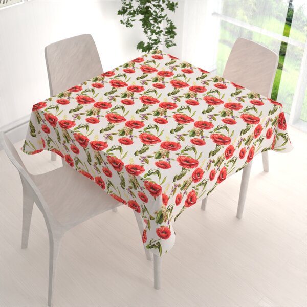 Biante Dekorační čtvercový ubrus PML-101 Vlčí máky na bílém 40x40 cm