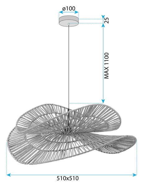 Toolight Toolight, závěsné svítidlo BOHO 50cm, 1xE27, APP1737-1CP, přírodní hnědá-černá, OSW-06060