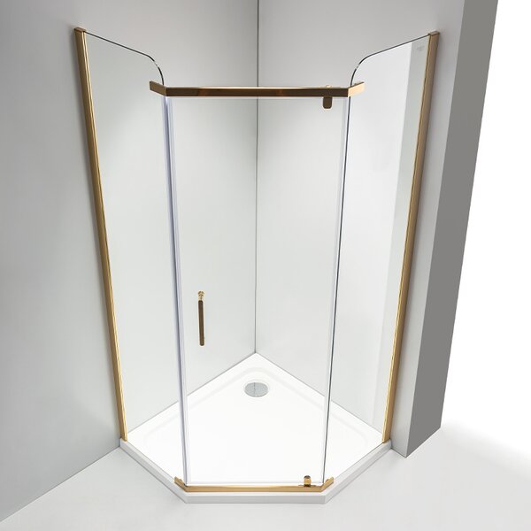 BPS-koupelny Pětiúhelníkový sprchový kout HYD-PK91A 80x80 zlatá/transparent - bez vaničky