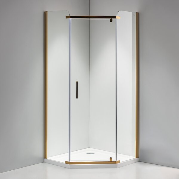 BPS-koupelny Pětiúhelníkový sprchový kout HYD-PK91A 80x80 zlatá/transparent - bez vaničky