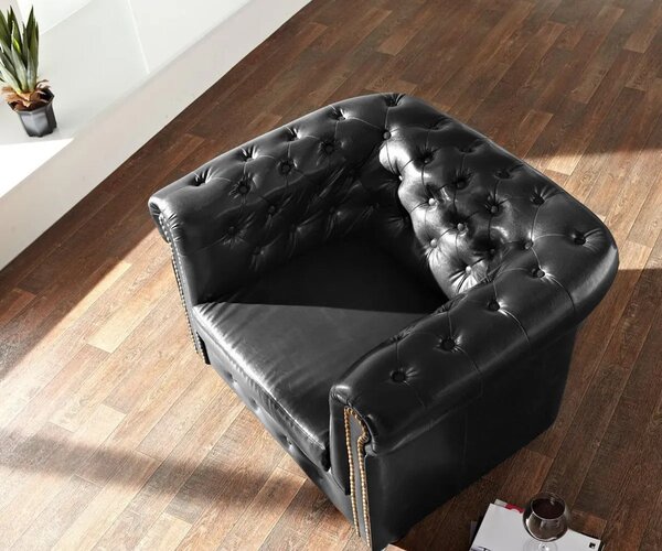Chesterfield Bis: Křeslo 1M Antik Black s puncy