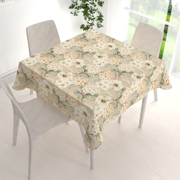 Biante Dekorační čtvercový ubrus PML-106 Malované květy na béžovém 40x40 cm
