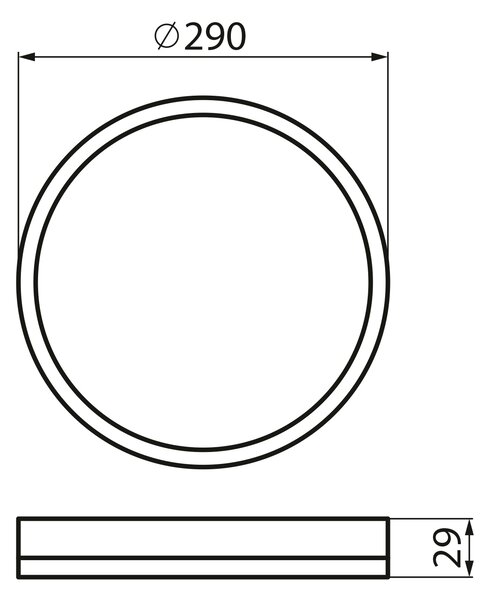 KANLUX KANLUX, AZPO stropní LED svítilna, průměr 290mm, 18,5W, 3000/4000/6000K, IP54, černá mat, 31515