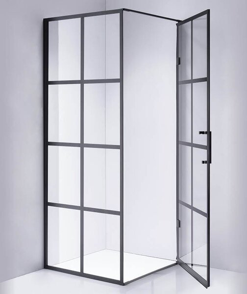 BPS-koupelny Čtvercový sprchový kout HYD-SK10A 80x80 černá/transparent + vanička HYD-SSV-SXL02A černá