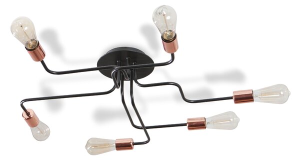 Light for home - Lustr přisazený ke stropu 20207 "ELECTRICO", 6x60W, E27, černá, měď