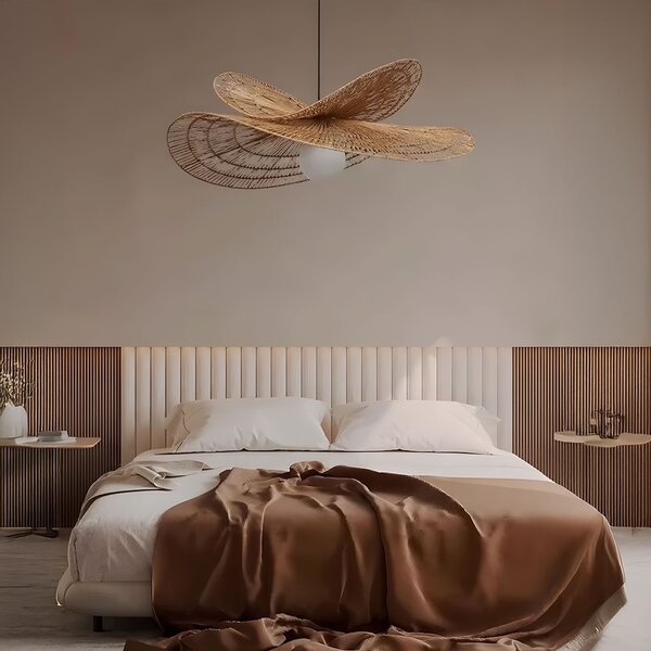 Toolight Rea, PŘÍRODNÍ BOHO ZÁVĚSNÉ STROPNÍ SVÍTIDLO APP1738-1CP 80CM, OSW-06061