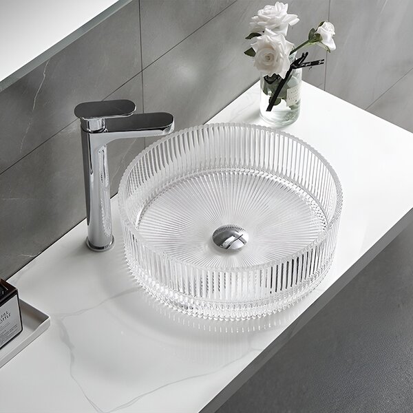 BPS-koupelny Skleněné umyvadlo na desku HYD-BRT2-TR-400 40x12 cm, transparent