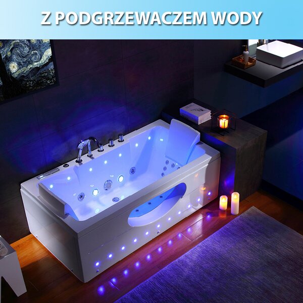 BPS-koupelny Hydromasážní vana HYD-IR933C-WH 170x84 BÍLÁ s ohřevem vody