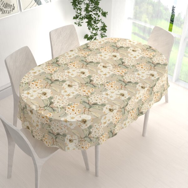 Biante Dekorační oválný ubrus PML-106 Malované květy na béžovém 50x100 cm