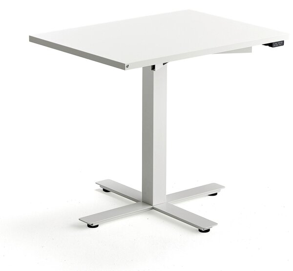 AJ Produkty Výškově nastavitelný stůl MODULUS, 800x600 mm, bílý rám, bílá